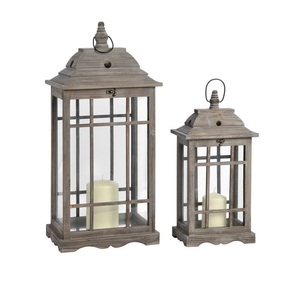 Vintage Wood <b>Glass</b> <b>Lantern</b> Candle Holder with Rope Handle Handmade Farmhouse Decoration - Product Image 6