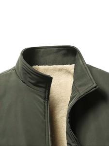 Veste en polaire noire pour homme, à capuche, fermeture éclair, coupe-vent, décontractée, vêtement d'extérieur d'hiver, coupe régulière, doublure en sherpa, réversible - Product Image 5