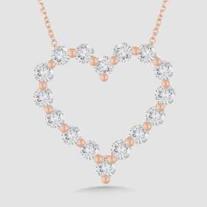Pendentif en forme de cœur serti de diamants de laboratoire, monture à griffes, délicat et minimaliste, pour usage quotidien, à superposer, chaîne de 18 pouces, or massif 14 carats, 3,84 ct - Product Image 5
