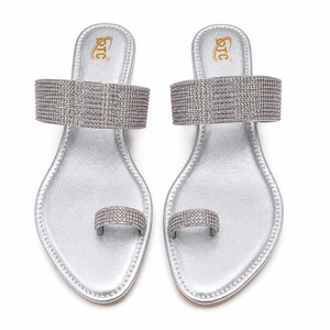 Sandalias de Plataforma con Pedrería Plateada para Mujer, Modernas, con Suela de PVC, Transpirables, Ligeras y de Alta Calidad para Fiesta - Product Image 1