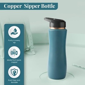Vintage <b>Copper</b> Water <b>Bottle</b> Antique Inspired Ayurvedic <b>Drinking</b> <b>Bottle</b> for Home Office Travel and Gifting Use - Product Image 3