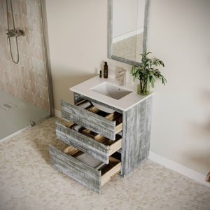 Meubles-lavabos de salle de bain sur pied en bois au design moderne, avec lavabo et 3 tiroirs, qualité export du fabricant premium, vente en gros - Product Image 1