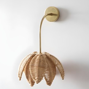 Floral design rattan wall lamp kids <b>lighting</b> <b>accessory</b> wholesale bohemian inspired lampshade - Product Image 1