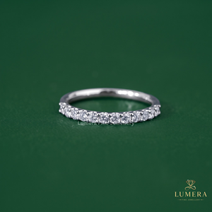 Round Diamond Half Eternity Ring, Brilliant <b>Cut</b> <b>Stones</b> In Secure Prong Setting, High Polish Solid Gold Shank, Elegant Band - Product Image 2