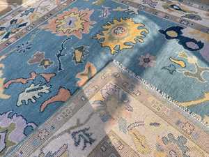 Tapis tissé à la main moderne et vibrant en laine/soie, motifs floraux, écologique, antidérapant, résistant à la saleté, adapté aux animaux domestiques - Product Image 2