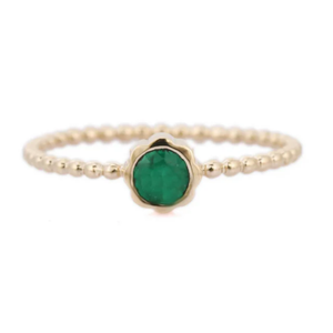 Anillo de Oro Amarillo de 14K con Esmeralda Redonda para Mujer - Product Image 1