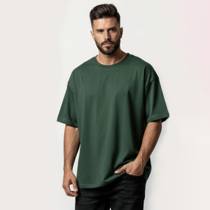 Camiseta de Algodón Grueso de Alta Calidad, Corte Holgado, Cuello Redondo, Manga Corta, Suave, Básica, Esencial, Informal, Estilo Urbano - Product Image 5