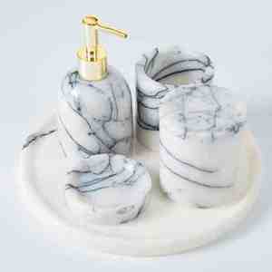 Ensemble de salle de bain minimaliste blanc haut de gamme en quatre pièces, facile à nettoyer, en polyrésine - Product Image 3