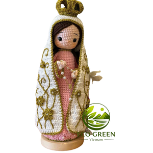 Muñeca Religiosa Católica de Ganchillo, Virgen María con Rosario y Corona, Figura Cristiana Hecha a Mano, Decoración para Altar del Hogar, Regalo - Product Image 6