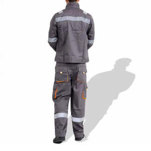 Combinaison de travail respirante ignifuge pour homme avec accents orange et bandes de sécurité pour usage industriel certifiée CE - Product Image 6
