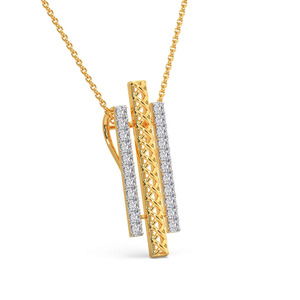 Collier pendentif géométrique ajouré architectural à triple barre verticale et diamant - Product Image 3