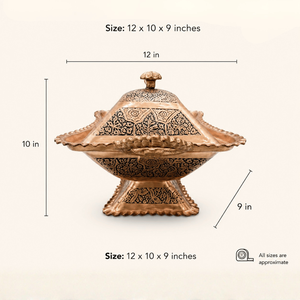 Olla Decorativa de Cobre para Servir Alimentos con Tapa, Plato Festoneado para Adornos, para Banquetes y Catering - Product Image 2