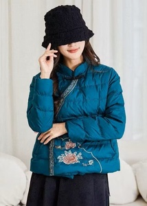 EVER GLOW Women's <b>Blue</b> Quilted Jacket Breathable <b>Canvas</b> Winter Puffer Coat Full Sleeve Polyester Nylon Lining - Product Image 4