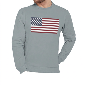 Sudadera de Cuello Redondo para Hombre, Estampado de Bandera Americana, 100% Algodón, Corte Regular, Informal, para Otoño - Product Image 3