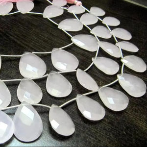Cuentas de Cuarzo Rosa Hidrofílico en forma de Pera, Facetadas, 15x20mm, Hilo de 8 pulgadas de largo - Product Image 1