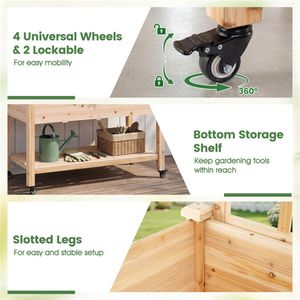 Fioriera mobile in legno di abete da 47 pollici con traliccio e ruote, letto rialzato per piante rampicanti, recinzione da giardino, cancelli a traliccio - Product Image 5
