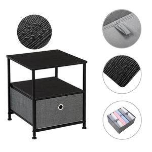 Steel Furniture Accent End Table Nightstand with 1 Drawer <b>Bedside</b> Shelf <b>Storage</b> for Home Bedroom or College Dorm - Product Image 4