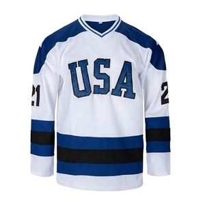 USA <b>Ice</b> Hockey Jersey Men's Full Sleeve V-Neck Moisture Wicking Anti-Bacterial Polyester Custom Embroidered Custom Team Name - Product Image 1