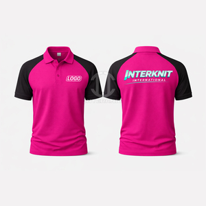 Interknit Men's Red <b>White</b> <b>Polo</b> Shirt Short Sleeve Knitted Polyester Breathable Casual Design Heat Transfer Printed Logo Front - Product Image 5