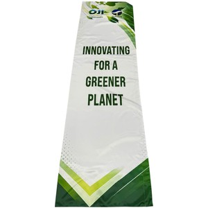 Bandera de Pluma OJI con Asta de Aluminio, Impresión Digital en Poliéster, Duradera, para Exteriores, Ferias Comerciales, Diseño Azul y Blanco - Product Image 4