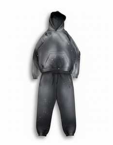 Ensemble de survêtement en molleton de coton délavé pour homme, avec sweat à capuche et pantalon, couleur unie, respirant, pull chaud pour l'hiver - Product Image 4