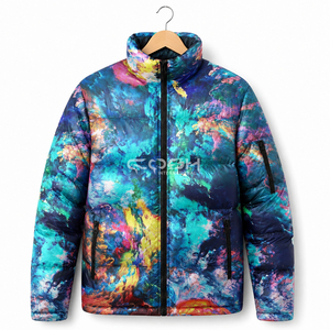 Cosh International High Quality Custom Polyester Sublimated Puffer <b>Jacket</b> for <b>Men</b> & Women Hooded Cotton <b>Filled</b> Winter Coat - Product Image 4