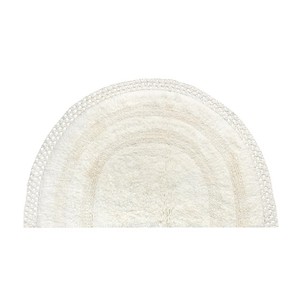 Half Circle Cotton Bath <b>Mat</b> Solid Color Non-Slip Rubber Backing Thick Tufted Modern Home Use White - Product Image 4