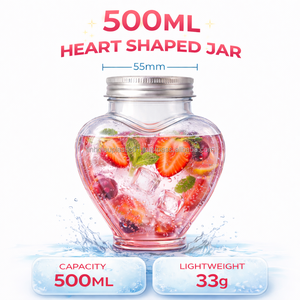 500ml Clear PET <b>Plastic</b> <b>Bottle</b> with Screw Cap Heart Shape for Milk Tea and Beverages Vietnam Made - Product Image 3