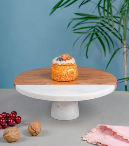 Soporte de Madera y Mármol para Pasteles de 2 Niveles, Soporte de Madera de Diseño para Cupcakes y Pasteles, Personalizado para Fiestas Navideñas - Product Image 6
