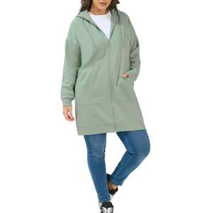 Sudadera con capucha larga para mujer, con cremallera, estilo casual, oversize, con logo personalizado, OEM, al por mayor - Product Image 5