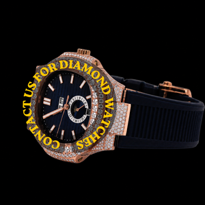 Montre au design attrayant avec boîtier carré, sertissage clos, diamant Moissanite, date automatique et cadran chronographe, bracelet en caoutchouc noir - Product Image 3
