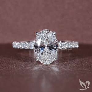 Bague de mariage avec halo caché en diamant de laboratoire ovale certifié IGI 2 carats |   Bague de mariage en or massif 10 carats - Product Image 1