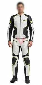 Women's White Black Leather Motorcycle Racing <b>Suit</b> Breathable <b>Full</b> <b>Body</b> Protective Riding Gear Set - Product Image 3