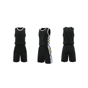 OEM Men Basketball Jersey Set Blue <b>Red</b> <b>White</b> <b>Striped</b> Sleeveless Tank Top Elastic Waist Shorts Moisture Wicking Breathable - Product Image 3