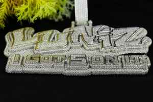 Colgante de Letra Inicial Personalizado de Lujo con Diamantes Moissanite Dvars, Plata de Ley 925, Bañado en Rodio/Oro, Estilo Hip Hop, Unisex - Product Image 2