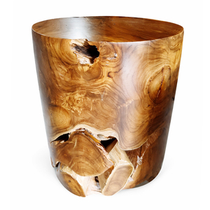 Taburete Otomano Minimalista Artístico para el Hogar, Robusto, de Madera de Teca Exótica, Diseño Artesanal Moderno, Bloque de Madera Hecho a Mano, Estilo Antiguo para Sala de Estar - Product Image 3