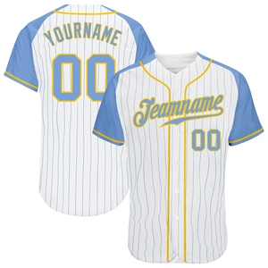 Wholesale Best Selling OMMIZ INDUSTRY Custom White Royal Pinstripe Royal-Red Authentic <b>Raglan</b> Sleeves Baseball Jersey - Product Image 2