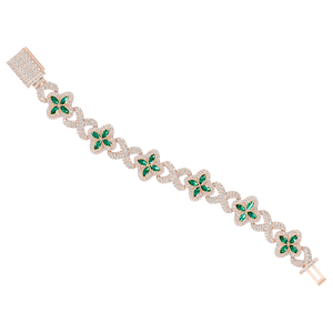 18MM Rhodium Hiphop Luxury Iced Design <b>Infinity</b> Link <b>Bracelet</b> 4 Leaf Clover Colored Moissanite Sparkling Jewelry for Women - Product Image 3