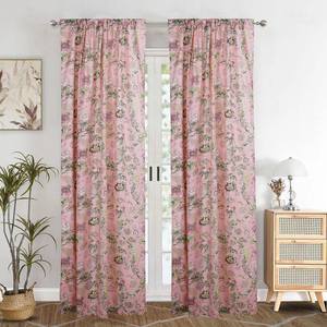 Juego de 2 paneles de cortinas modernas de algodón estampado para ventana francesa, con sombreado ligero, para todas las estaciones. - Product Image 3