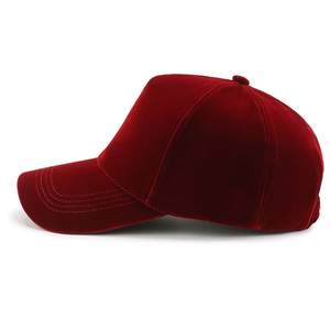 Gorra de Béisbol Personalizada de Terciopelo Rojo, 6 Paneles, Ajustable, Unisex, Casual, Color Sólido, para las Cuatro Estaciones - Product Image 2