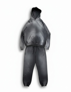 Custom Unisex Gradient Color Tracksuit Full Length Hooded Drawstring Casual Style 100% Cotton Screen Print Loose Fit Autumn Wear - Product Image 1