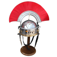 Casque de Centurion Romain Médiéval avec Plume Rouge en Acier Doux, Armure Faite à la Main pour Reconstitutions Historiques, Costumes de Foire et Expositions Historiques