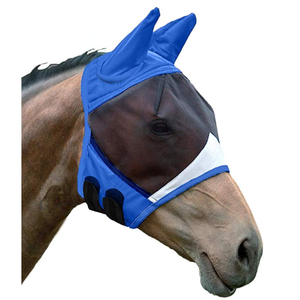 Masque anti-mouches pour cheval en polaire rembourré, coupe confortable, anti-frottement, voile équestre, protection contre les insectes, couvre-masque en maille pour équidés - Product Image 3