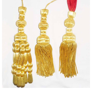 Borlas de flecos de oro de primera calidad OEM para decoración de vestimentas de iglesia, telas y accesorios, tejidas a mano con alambre metálico. - Product Image 1