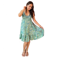 Robe en soie tissée pour femme, style vintage, coupe trapèze, confortable, écologique, lavable, streetwear, été, plage, décontractée, longueur genou