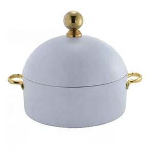 Olla de Acero Inoxidable Blanca de Lujo, Recipiente para Calentar Comida, Plato para Servir, Aislado de Doble Pared, Moderno, para Buffet, Sopa, Caldo - Product Image 4