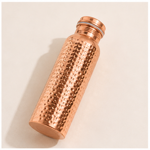 Bouteille d'eau de voyage personnalisable en cuivre martelé pur, artisanale, moderne, ayurvédique, bien-être, anti-fuite, écologique - Product Image 6