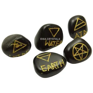 Tourmaline hitam 5 buah batu Tumbled Elemental kristal penyembuh Reiki Generator energi Spiritual properti keindahan