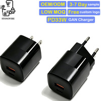 Cargador Rápido GaN de 33W con Enchufe para EE. UU. y UE, Puertos USB Tipo-C, Certificado CE, Ignífugo, Plegable, Ecológico, Compacto y Ligero, para Auriculares