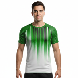 เสื้อคอมเพรสชั่นแขนยาวสีเขียวไล่เฉดสำหรับผู้ชาย UPF50+ ป้องกันแบคทีเรีย ระบายอากาศ แห้งเร็ว พิมพ์ลายแบบซับลิเมชั่น เสื้อกีฬา - Product Image 1